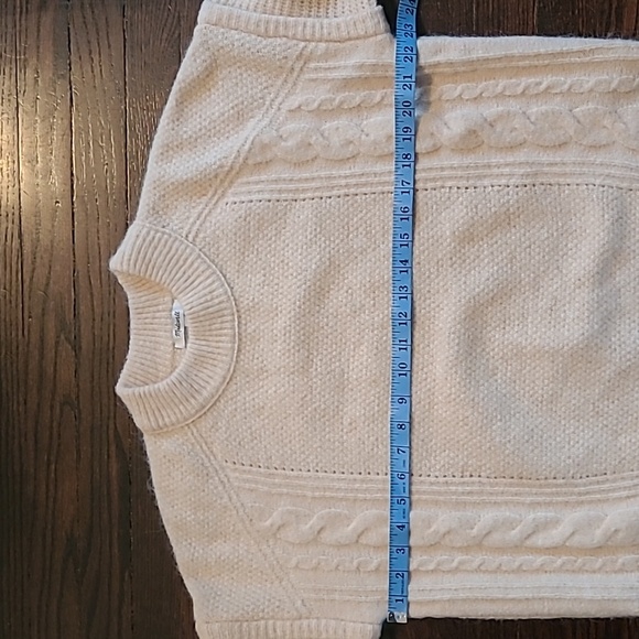 Madewell Havener Crewneck Cable Knit Oversized Boxy  Sweater Cream Wool Alpaca S - Picture 13 of 15